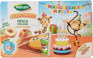 SKU-TRIANGOLI-BRIK - VALFRUTTA TRIANGOLINI SUCCO DI FRUTTA PESCA 8 BRIK DA  100 ML - Valfrutta